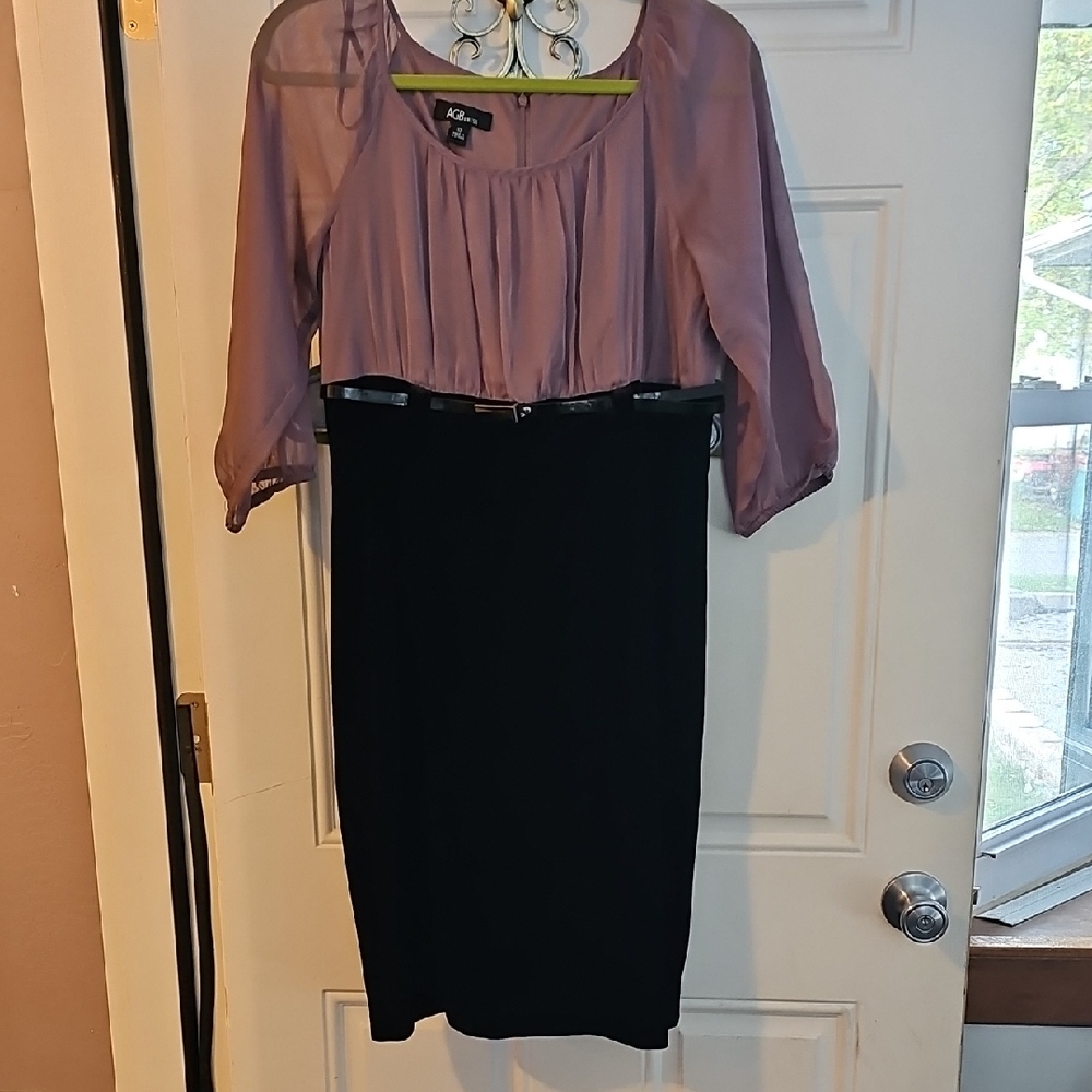 AGB Black Velvet and Mauve Sheer Dress
